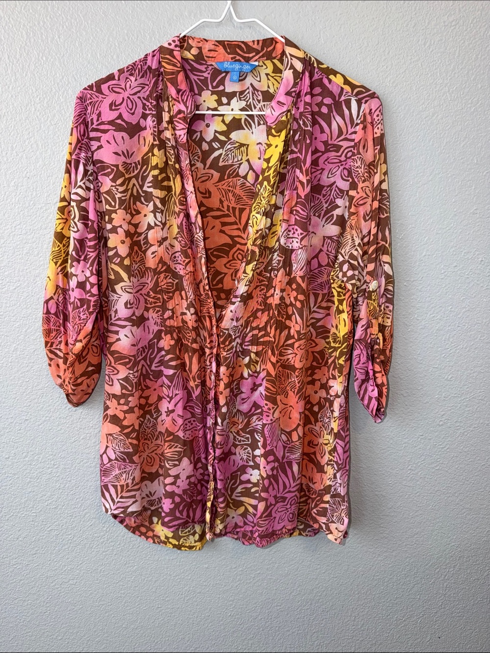 Blue Ginger Tropical Button up Tunic